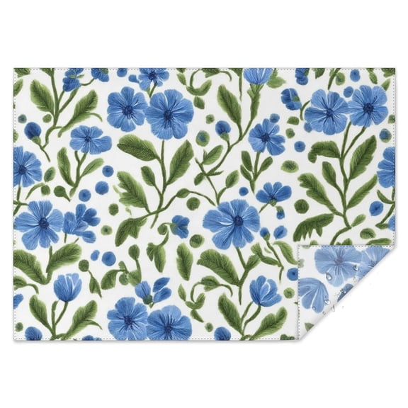 Blue Pioneer Flower Rectangle Tablecloth 60"x84",Waterproof Polyester Rectangle Table Cloth, Wipeable Spillproof Polyester Tablecloth for Dining, Camping, Indoor and Outdoor