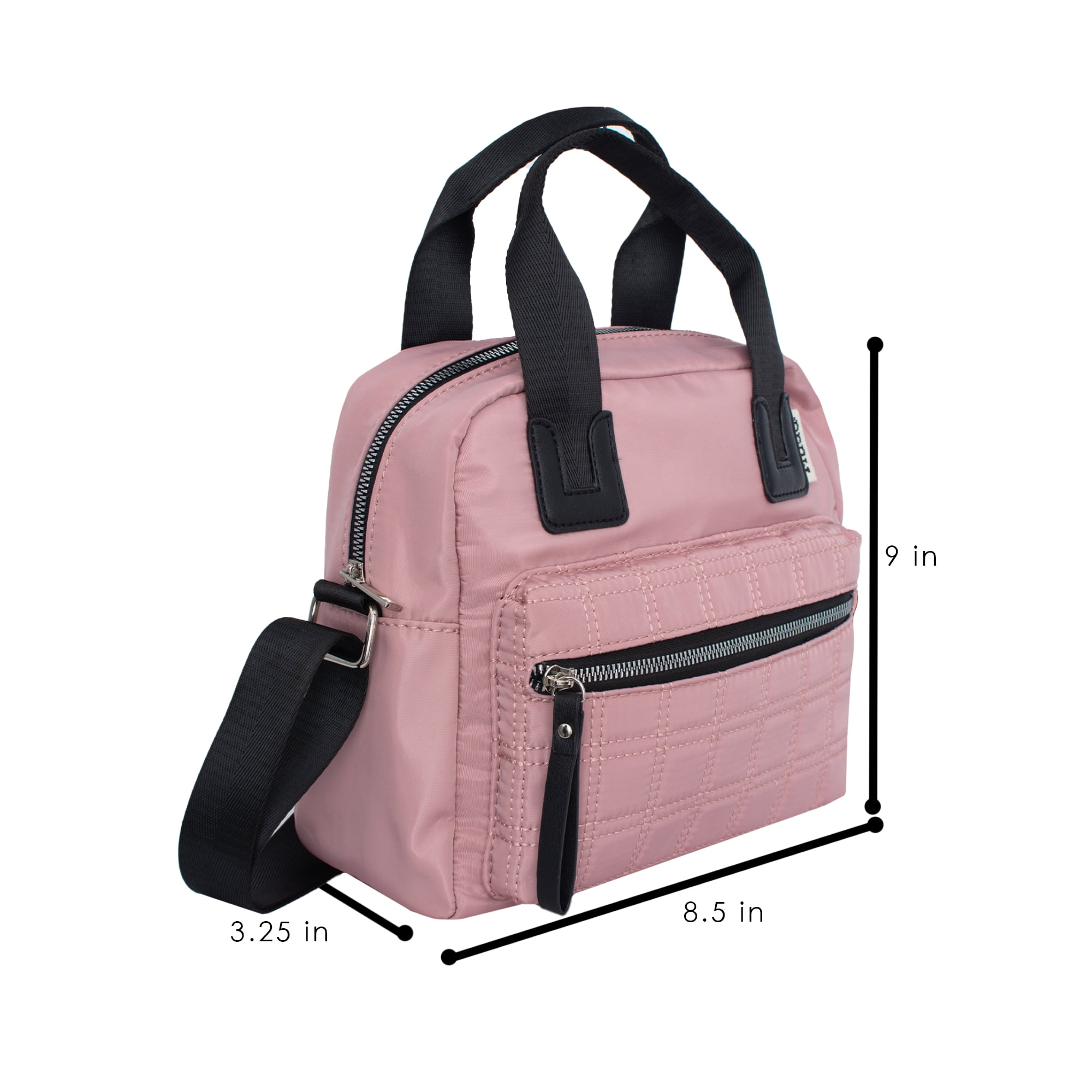 Mudd Women's Rose Nylon Quilted Everyday Satchel Bag withTop Handles & Adjustable Strap