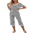 thumbnail image 2 of Ensemble de Pyjama pour Femmes, Chemise à Manches Courtes et Pantalon Capri, Tenue de Nuit, Ensembles de Pjs, Tenue de Nuit Douce, 2 of 6