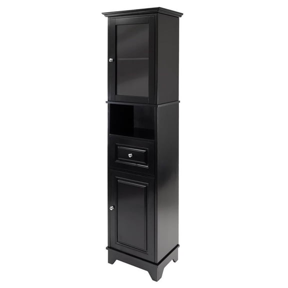 Winsome Wood Alps Tall Cabinet with Glass Door, Black Finish