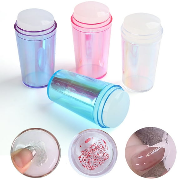 opvise 1 Set Nail Stamp Reusable Non-Deformed Good Ductility Round Silicone Stamper Transparent Nails Art Tool for Manicure
