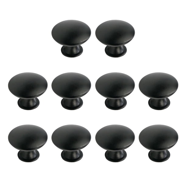 10 pomos negros para gabinete, pomos redondos para aparador, pomos para cajones de cocina, pomos para puertas de armario de un solo orificio, tiradores para cajones y aparadores