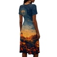 thumbnail image 5 of Womens Halloween Dress Pumpkin Short Sleeve Ghost Fall Wrap Dresses Witch Hat V Neck Vintage Wedding Guest Dress S, 5 of 5