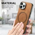 thumbnail image 6 of for iPhone 16 Pro Max Magnetic Case, Luxury PU Leather Skin-Feel Back Protective Phone Cover Compatible with Mag-Safe Support Car Mount Holder for iPhone 16 Pro Max, Brown, 6 of 9