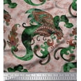 thumbnail image 1 of Soimoi Japan Crepe Satin Fabric Leaves Paisley Printed Fabric 1 Yard 42 Inch Wide, 1 of 1