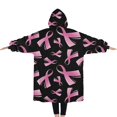 thumbnail image 2 of Oversized Wearable Blanket Hoodie,Pink Breast Cancer Sherpa Blanket Hoodie with Super Pockets,Super Warm Fuzzy Pullover for Women & Men, 2 of 6