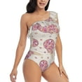 thumbnail image 3 of Pofeuu Sparkling Ice Cream Print Women's One Piece Swimsuits One Shoulder Swimwear Asymmetric Ruffle Monokinis Bathing Suits-Medium, 3 of 6