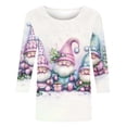 thumbnail image 4 of Wancir Christmas Shirts for Women Cute Funny 3D Graphic Tee Shirts Xmas Holiday 3/4 Sleeve Tops Crew Neck Loose Fit Tunics, 4 of 5