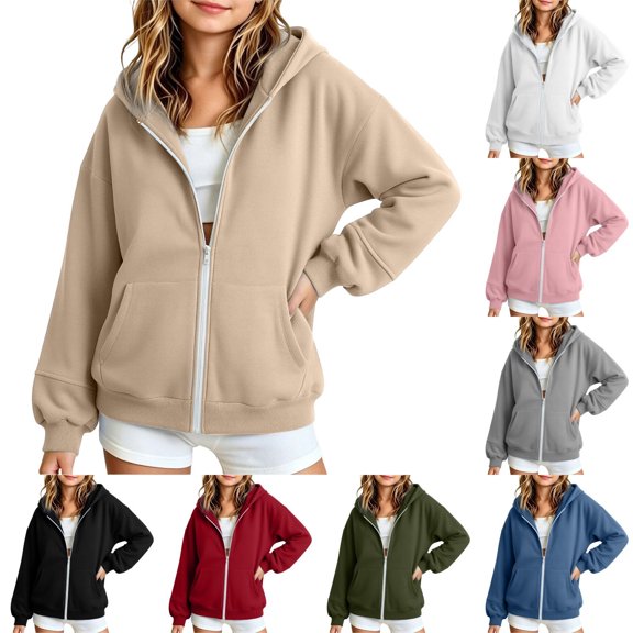 Shadoumai 4-15 Years Girls Zip Up Hoodies Comfy Cute Long Sleeve Sweatshirt Jacket with Pockets 2026 Fall Winter Teen Clothes