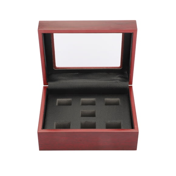 Solid Wood 7 Hole Championship Ring Display Box Exquisite Craftsmanship for Football, Basketball, Baseball, Hockey Rings