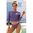 thumbnail image 3 of Women Long Sleeve Swim Shirts Rash Guard Two Piece Swimsuits UPF 50+, 3 of 6
