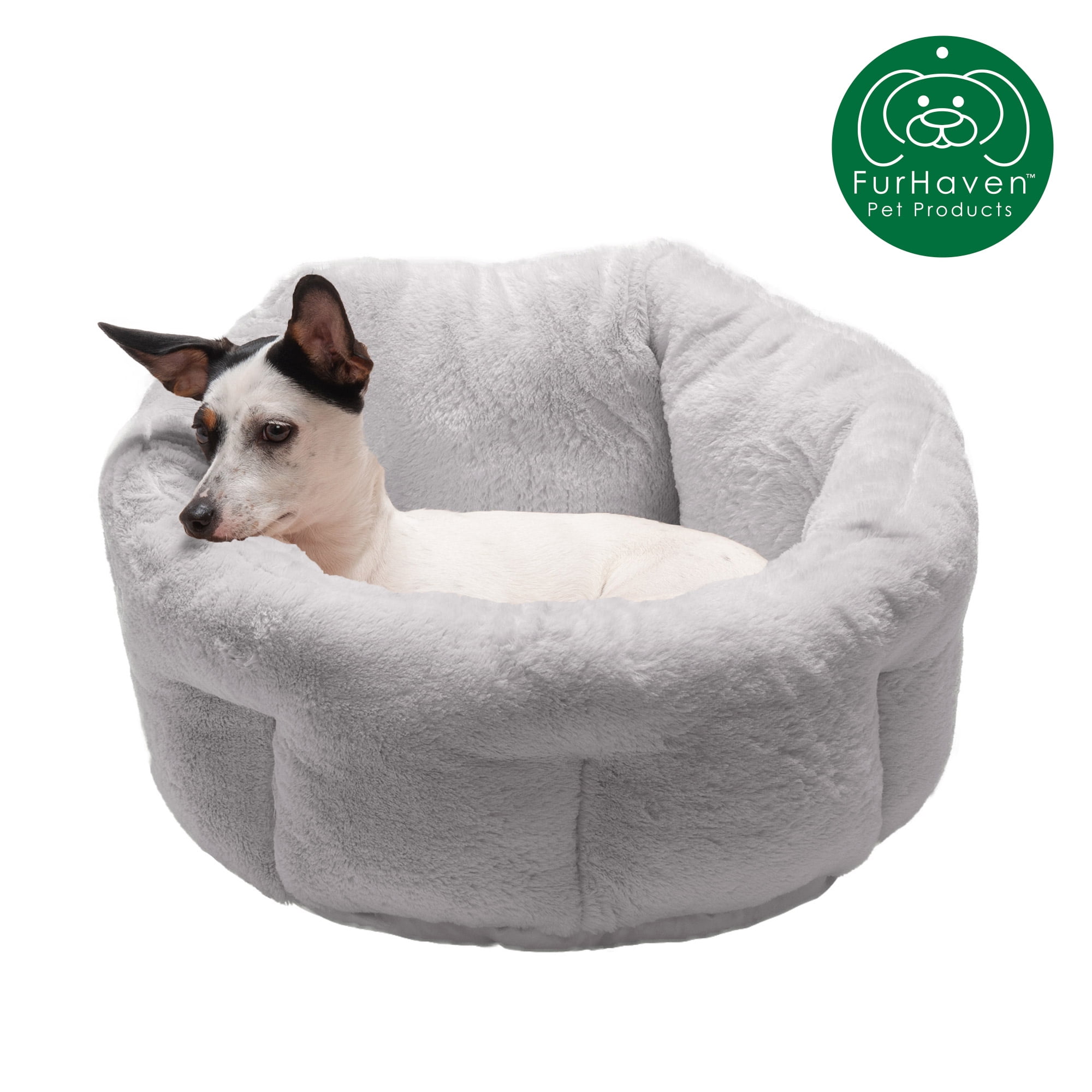 FurHaven Pet Dog Bed Luxe Fur Warming HiLo Cuddler Bed for Dogs