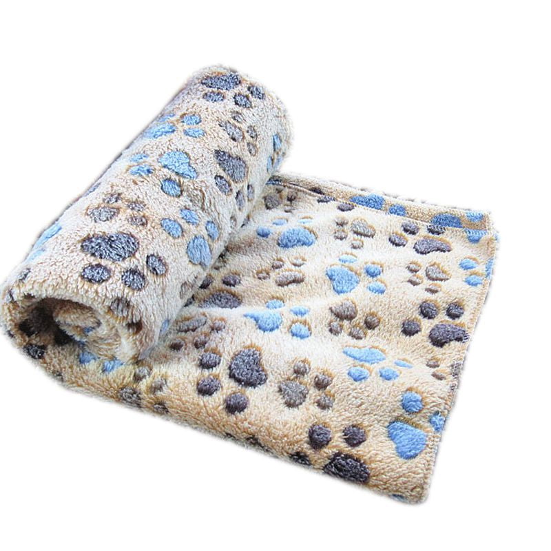 40CM White paw print JIUJ Dog Blanket Pet cat coral fleece comfort quality durable thickening 60