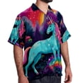 thumbnail image 2 of Robot Unicorn Attack Men's Short Sleeve Spread Collar Tops, Casual Button Down Shirts, Printed Summer Beach Shirts, Unisex, 2 of 6