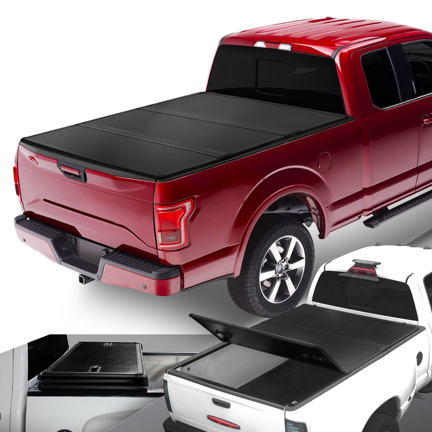 DNA Motoring Hard Solid Tri-Fold Tonneau Cover for 2015-2018 Ford F150 Truck 5.5 Ft Short Bed