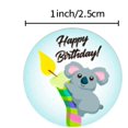 thumbnail image 2 of Pegatinas de feliz cumpleaños, pegatinas autoadhesivas de 1 pulgada para sellar regalos de cumpleaños, 500 pegatinas por rollo con 8 colores, 2 of 4