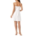 thumbnail image 3 of INSPIRAR CHIC Vestido de pijama sin mangas de satén para mujer con escote en V y borde de encaje, camisón de lounge de seda mini M blanco, 3 of 6