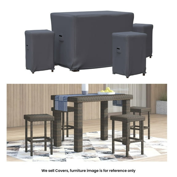 Covers & all Outdoor Dining Set Covers for Crosson 4-Person Rectangular Table & Stools with Cushions, Water-Repellent UV-Resistant Polyester