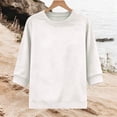 thumbnail image 3 of Posijego Womens 3/4 Sleeve Sweatshirt Fall Winter Crewneck Pullover Tops Solid Color Lightweight Casual Sweatshirts, 3 of 5