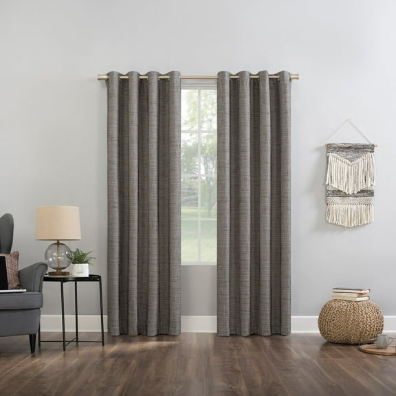 BrylaneHome Kline Tweed Thermal 100% Blackout Grommet Panel