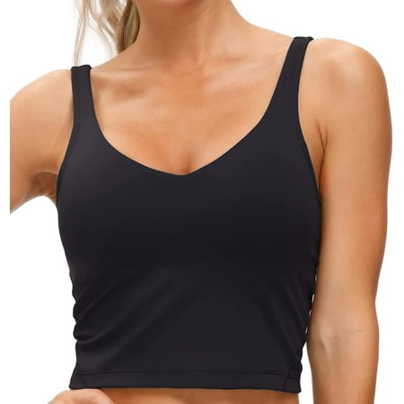 

Women s Vest Long Line Sports Bra Wireless Padded Mid Support Yoga Bra Gym Running Workout Vest