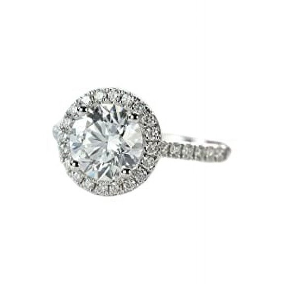 HeartsAndYou Halo Solitaire Engagement Ring for Women 1.7ct Round Cut Moissanite 18k White Gold over Silver