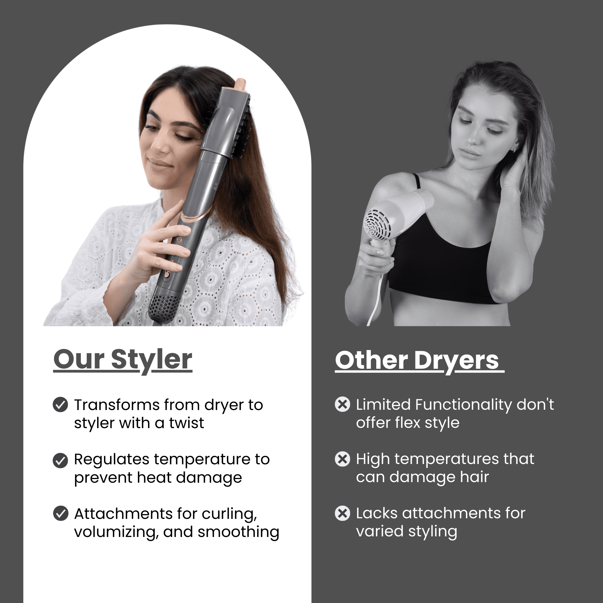FlexStyler Pro360 All-in-One Hair Styling System, High-Power Dryer with Precision Curl, Volume and Straight Technology