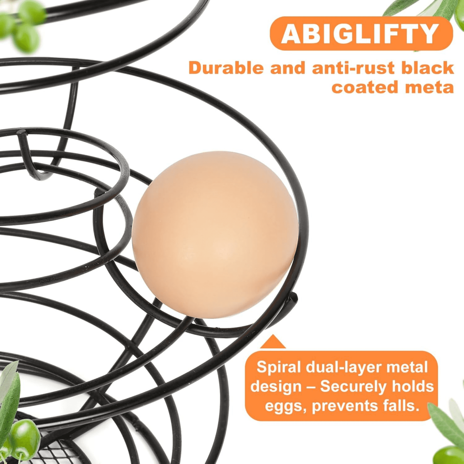 CMYYNNA Spiral Metal Egg Holder Countertop, Fresh Egg Holder Countertop,Egg Storage for Countertop, Spiral Egg Storage Display Rack for Kitchen,Farmhouse