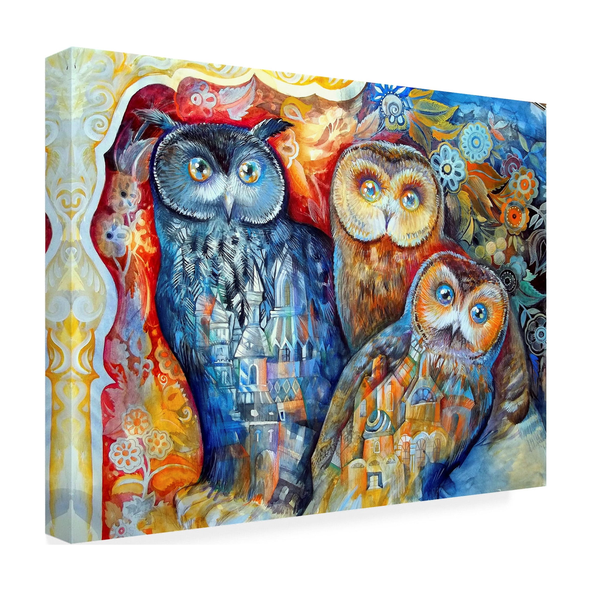 Trademark Fine Art 'Owls' Canvas Art by Oxana Ziaka