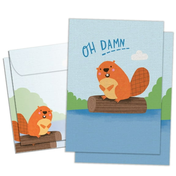 Tree-Free Greetings Belated Birthday Greeting Card 2 Pack, 5 x 7, Beaver Dam (GT69884)