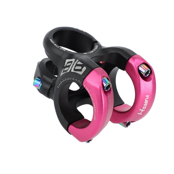 Tija de bicicleta de montaña Unique Bargains, tija corta de manillar de 31.8 mm, 40 mm de elevación de 0 grados, tija corta negra y rosa