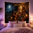 thumbnail image 2 of Ghosts on Cottage Porch with Pumpkins and Full Moon, Cozy Gothic for Halloween Decor Lovers, Porch Wall Decor, Halloween Gift, Tapestry Wall Hanging for Bedroom and Dorm, 2 of 5