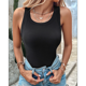 thumbnail image 4 of Camisetas Sin Mangas con Sujetador Incorporado, Camisetas Deportivas Sin Mangas para Mujer, Camisetas Sin Mangas Acanaladas para Hacer Ejercicio, Camisetas para Correr Negro L, 4 of 10