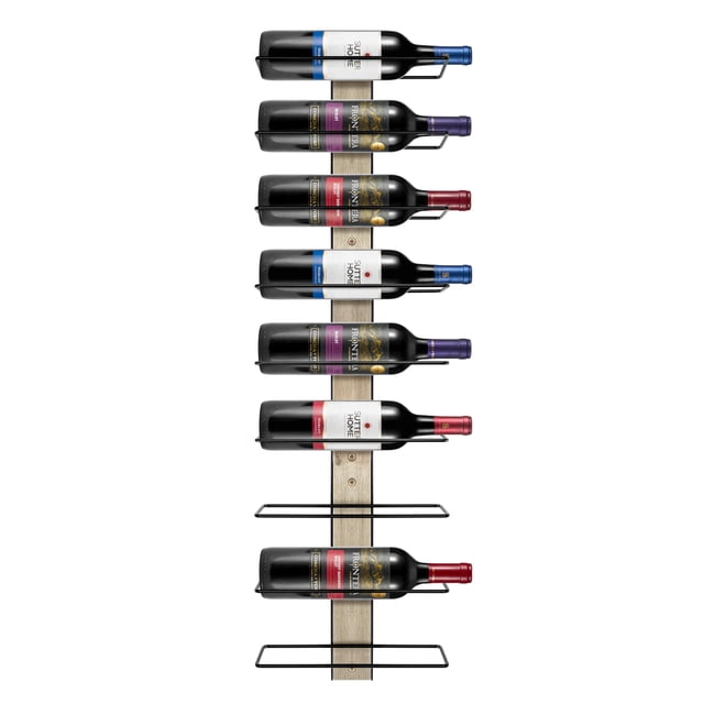Sorbus Wall Mounted Wine Rack for 9 Wine Bottles - Wood Wine Rack Wall Mounted for Wine Bottles, Liquor, Champagne - Decorative Wood Wine Racks for Home Bar, Kitchen, Dining Room Wall Wine Bottle