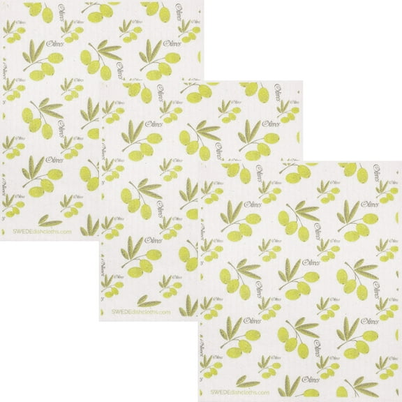 SWEDEdishcloths 3 PK (Olive Collage) All-Purpose Dishcloth for Cleaning