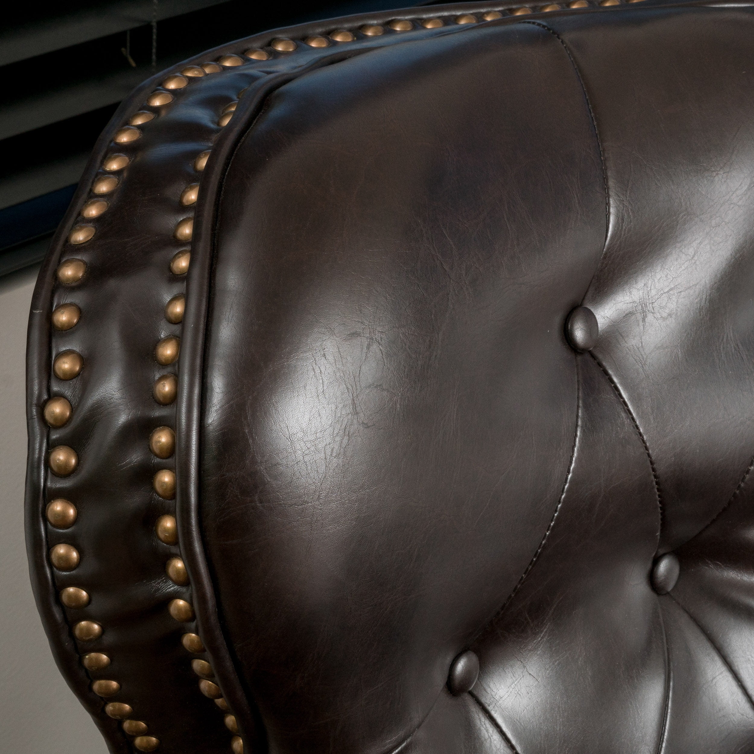 Euroco Copper Accented Push Back Recliner Chair with Rolled Arms, Upholstered Manual Recliner with Hump Feet – Elegant Armchair for Living Room, Bedroom, or Office