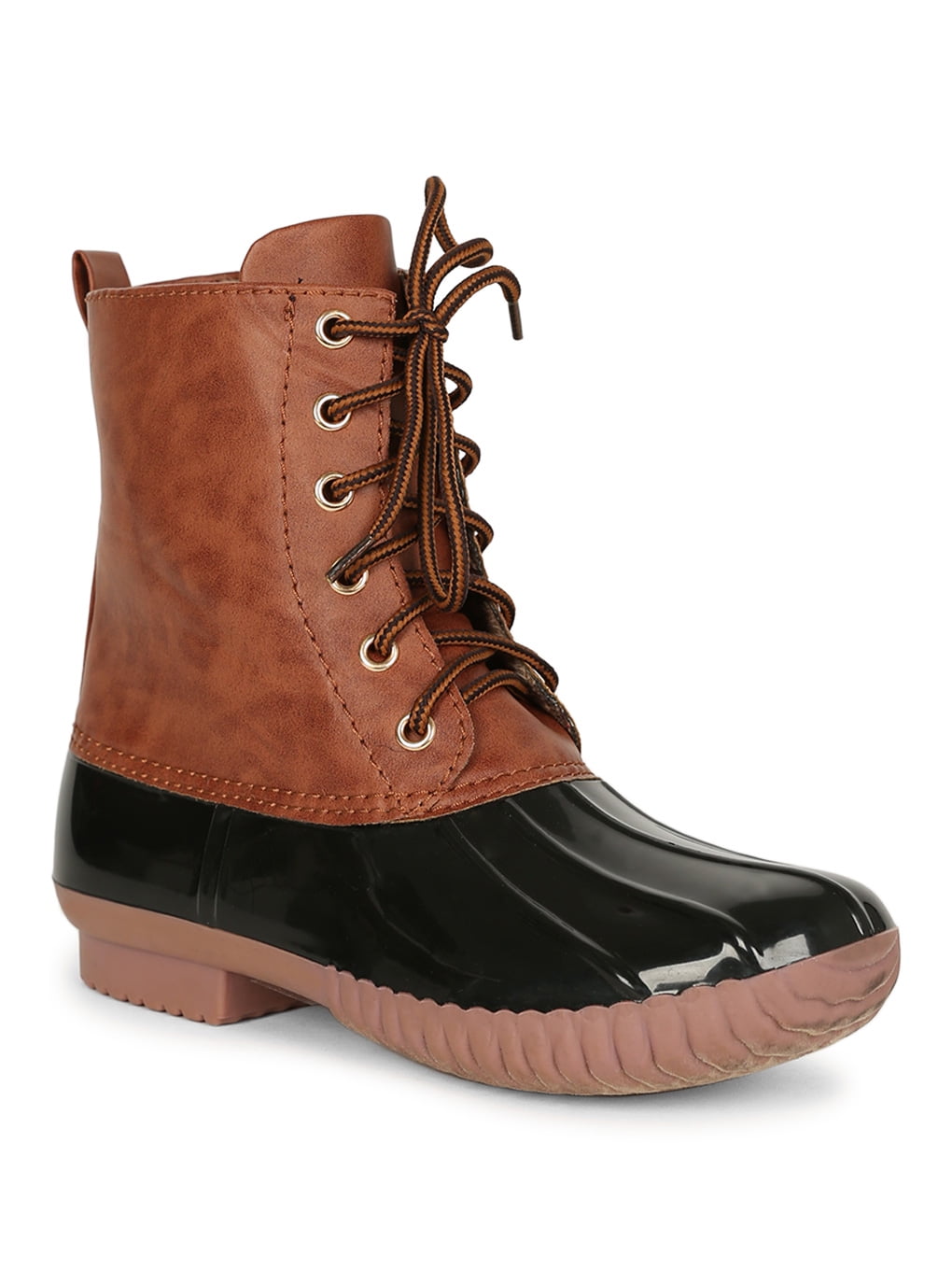 jade side buckle lace up duck boot