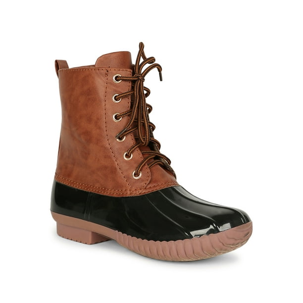 jade side buckle lace up duck boot