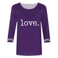 thumbnail image 3 of TaTaai T-Shirt Ample à Manches 3/4 et Col Rond pour Femme avec Imprimé « Love » de la Saint-Valentin, Cadeau de la Saint-Valentin, Haut Décontracté pour la Maison et le Travail, 3 of 5