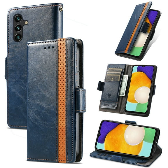 Dteck Galaxy A13 5G Case, Samsung Galaxy A13 5G Case with Card Slots, Soft PU Leather Wallet Shockproof Phone Cover Kickstand with Pocket Magnet Closure, Blue