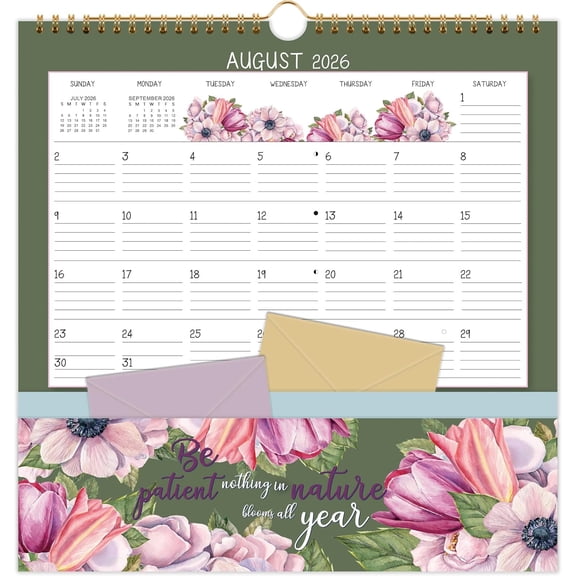 Wall Calendar 2026-2027, Jul. 2026 - Dec. 2027, 11.2" x 11.2", 18 Month | Pocket Calendar, 2026-2027 Calendar with Pockets, Calendars for Office School - 12 Different Floral