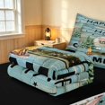 thumbnail image 5 of Erosebridal Happy Camping Zipper Twin Comforter Sets with Fitted Sheet and 2 Pillowcases, Teal Farmhouse Lodge Cabin Zipper Bedding Set, Black Reversible, 5 of 7