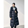 thumbnail image 4 of Chaqueta acolchada para mujer, abrigos largos de plumas, resistentes al viento, con cintura gruesa, prendas de vestir exteriores ajustadas, con bolsillos de retazos, chaquetas elegantes con capucha, 4 of 4