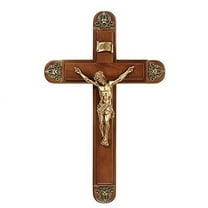 Christian Brands 15" H Cherry Sick Call Crucifix Set