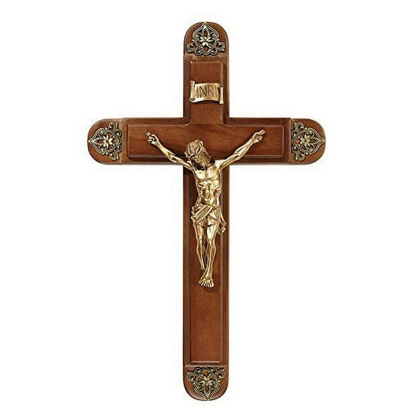 Christian Brands 15" H Cherry Sick Call Crucifix Set