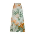 thumbnail image 4 of Maxi Skirts for Women Viikei Chiffon Skirt with Ruffles,Women's Printed Elastic Waistband Pleated Pocket Skirt With Mid Calf Skirt Green S, 4 of 5