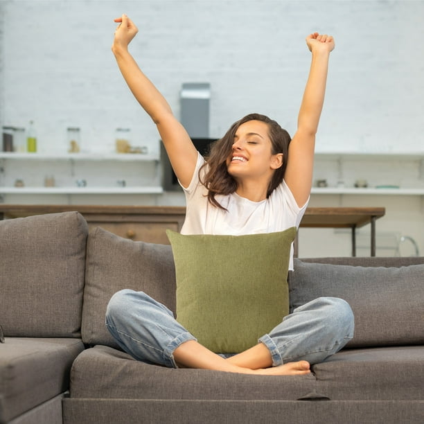 Almohada lumbar para sofá, funda de poliéster, 45 x 45 cm, color