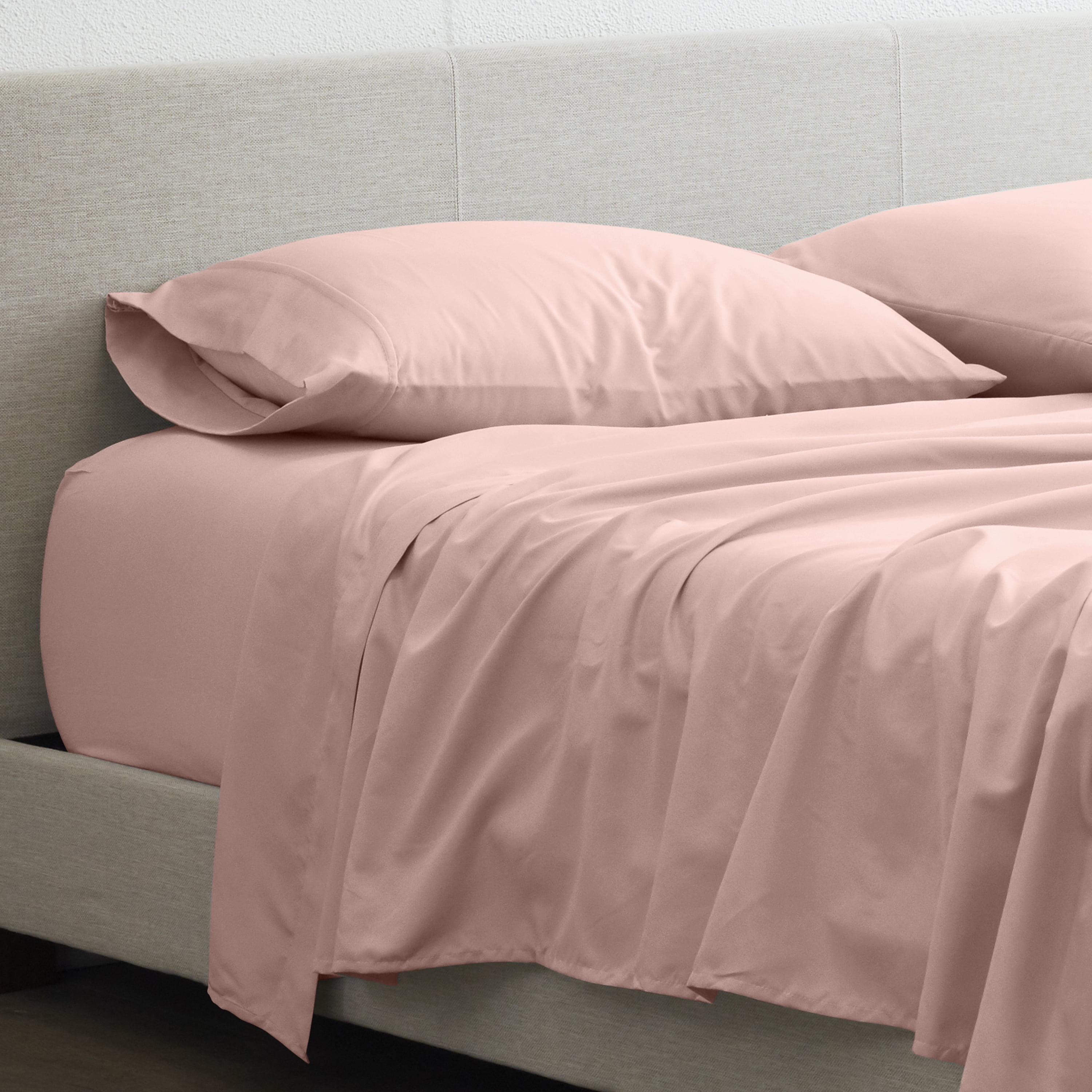 Light Pink 4 Piece Solid Sheet Set, Twin-XL, by Made Supply Co