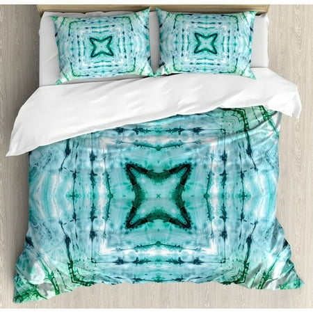 Ambesonne Tie Dye Star Inside Square Shaped Kaleidoscope Tie Dye
