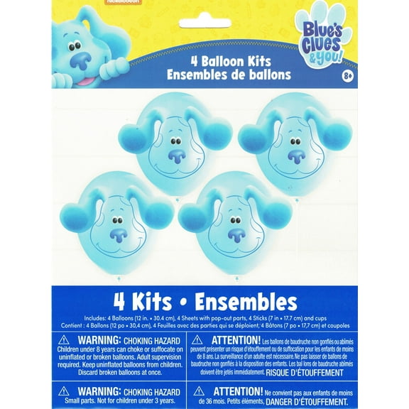12 inch Unique Blue's Clues Balloon Kits (4 Pk) Latex Balloons (4 Pack) - Party Supplies Decorations